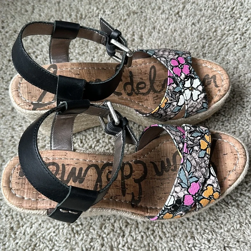 Sam Edelman Destin Wedge Espadrille Sandals sz 6 Women’s Floral Platform Shoes